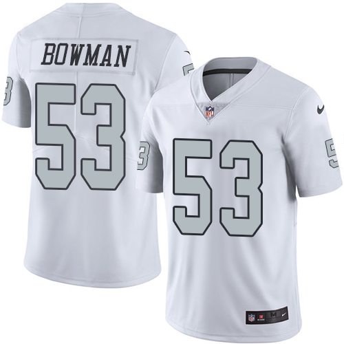 Nike Raiders #53 NaVorro Bowman White Men's Stitched NFL Limited Rush Jersey - Click Image to Close